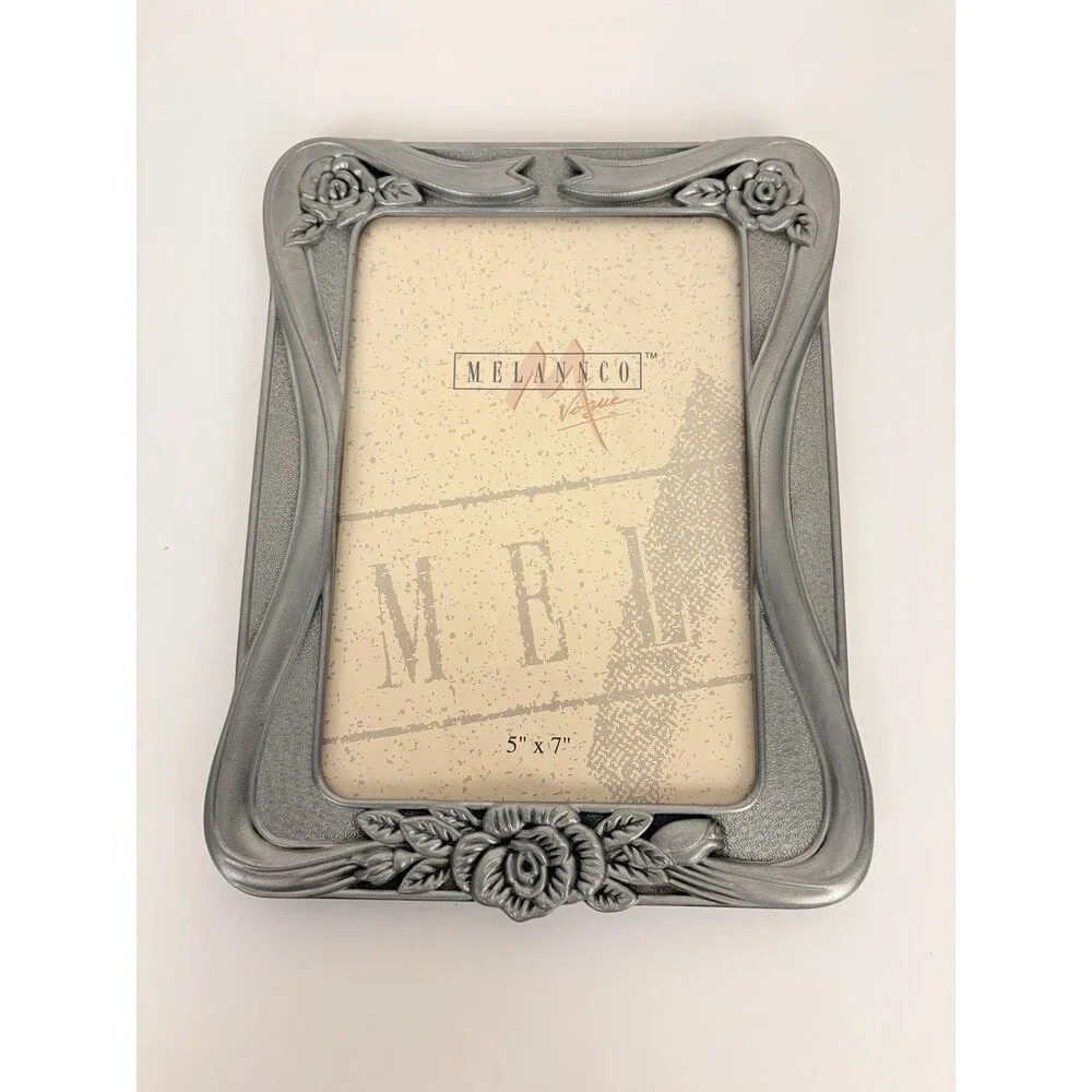 Melannco Set of 3 Vintage 5x7 Photo Frame Pewter Tone Silver Metal Ornate Floral